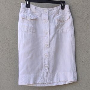 Stained Banana Republic White Linen-silk Button-Front Skirt 6